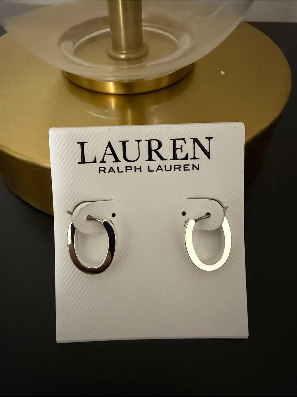 Lauren Ralph Lauren Polished Silver Oval Hoop Earrings